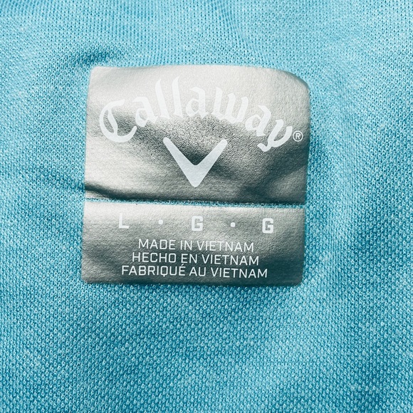 CALLAWAY Polo Shirt Short Sleeve Aqua Green Embroidered Logo Golf Mens Large - Picture 5 of 7